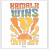 Kamala gewinnt mit Joy Retro Boho Harris Walz Aufkleber (Blatt)