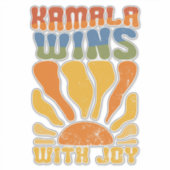 Kamala gewinnt mit Joy Retro Boho Harris Walz Aufkleber (Vorderseite)