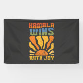 Kamala gewinnt mit Joy Retro Boho Harris Walz Banner (Horizontal)