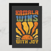 Kamala gewinnt mit Joy Retro Boho Harris Walz Einladung (Vorne/Hinten)