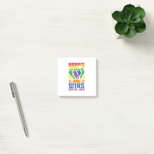 Kamala gewinnt mit Joy Retro Boho Harris Walz LGBT Post-it Klebezettel (Büro)