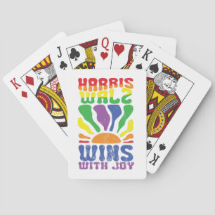 Kamala gewinnt mit Joy Retro Boho Harris Walz LGBT Spielkarten