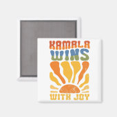 Kamala gewinnt mit Joy Retro Boho Harris Walz Magnet (Vorderseite/Rückseite)