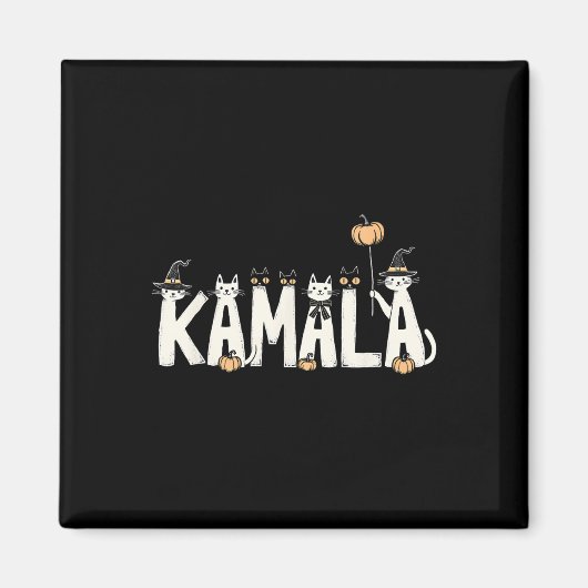 Kamala Halloween Cat Lover Hexennamen Design Magnet (Vorne)