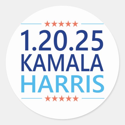 Kamala Harris 1. Frau Präsidentin 1.20.25 Runder Aufkleber (Vorderseite)