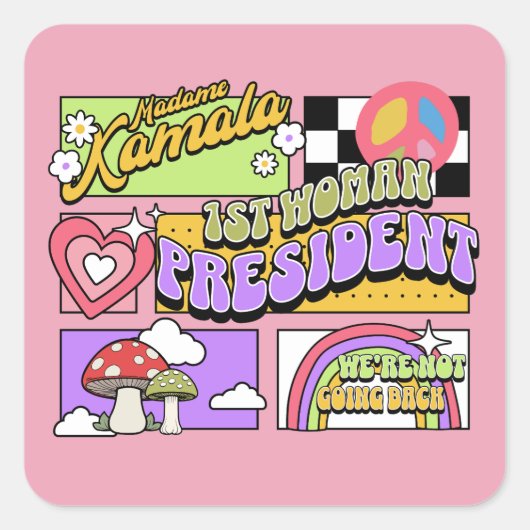 Kamala Harris 1. Frau Präsidentin Einweihung Quadratischer Aufkleber (Vorderseite)