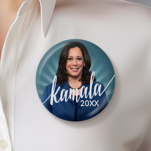 Kamala Harris 2024 - blau aquamarin mit Skriptname Button