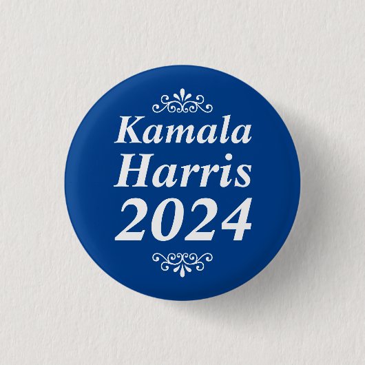 Kamala Harris 2024 Custom Text Ornaments Blue Button (Vorderseite)