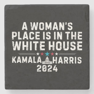 Kamala Harris 2024 - Ein Frauenplatz im Weißen Steinuntersetzer