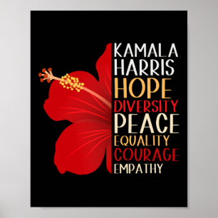 Kamala Harris 2024 Election Hope Equality Hibiskus Poster