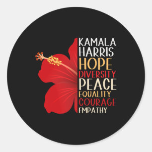 Kamala Harris 2024 Election Hope Equality Hibiskus Runder Aufkleber