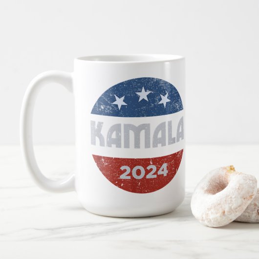 Kamala Harris 2024 für den Präsidenten Kaffeetasse (Mit Donut)