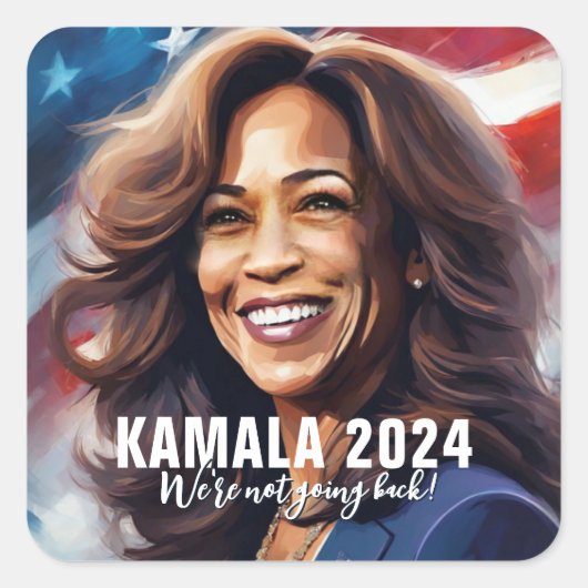 Kamala Harris 2024 geht nicht zurück zur grafische Quadratischer Aufkleber (Vorderseite)