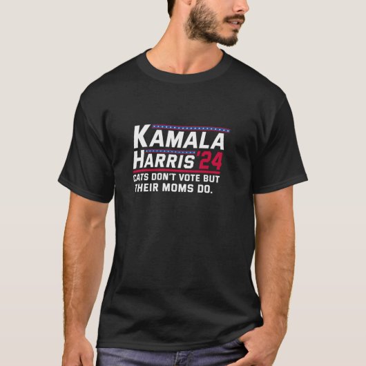 Kamala Harris 2024 Kinderlose Katze Frauen wählen T-Shirt (Vorderseite)