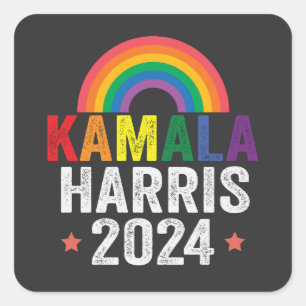 Kamala Harris 2024 Lgbtq Wahlpräsident Quadratischer Aufkleber