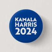Kamala Harris 2024 Moderne Typografie weiß blau Button (Vorderseite)