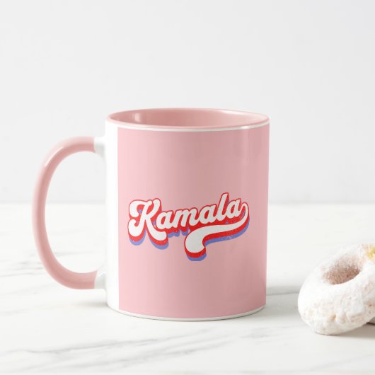 Kamala Harris 2024 Niedlich 2024 Wahl Hot Pink Tasse (Mit Donut)
