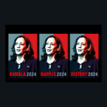 Kamala Harris 2024 Pop Art Triptych History Poster<br><div class="desc">Kamala Harris 2024 Wahlkampagne Pop Art Poster des Kandidaten in Triptychon mit Text. Perfekt,  um den Demokraten Kamala Harris für das Präsidentenamt zu unterstützen.</div>