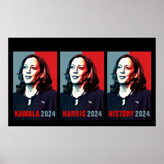 Kamala Harris 2024 Pop Art Triptych History Poster (Vorne)