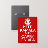 Kamala Harris 2024 Präsident Behalt Calm Carry on Button (Vorderseite/Rückseite)