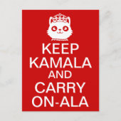 Kamala Harris 2024 Präsident Behalt Calm Carry on Postkarte (Vorderseite)