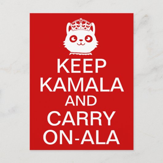 Kamala Harris 2024 Präsident Behalt Calm Carry on Postkarte (Vorderseite)