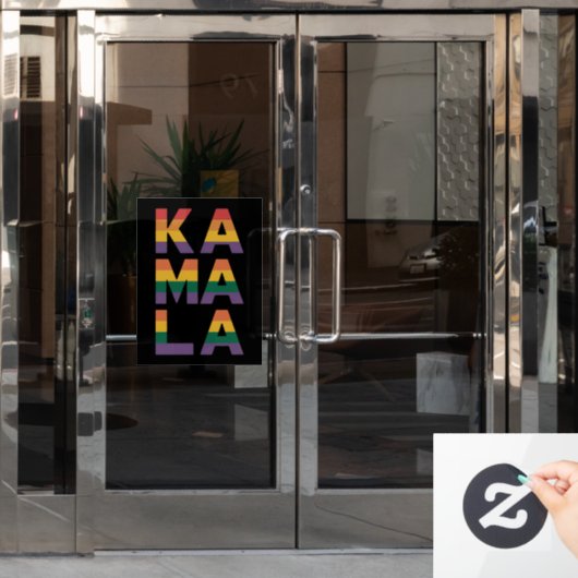 Kamala Harris 2024 Rainbow Flag Gay Pride LGBT Fensteraufkleber (Büro Tür)