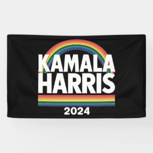 Kamala Harris 2024 Rainbow Gay Pride LGBT Election Banner