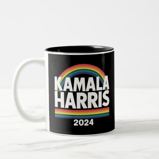 Kamala Harris 2024 Rainbow Gay Pride LGBT Election Zweifarbige Tasse (Links)