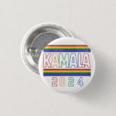 Kamala Harris 2024 Rainbow LGBTQ Retro Button (Vorne & Hinten)