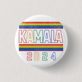 Kamala Harris 2024 Rainbow LGBTQ Retro Button (Vorderseite)