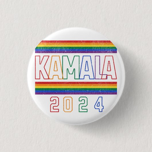 Kamala Harris 2024 Rainbow LGBTQ Retro Button (Vorderseite)