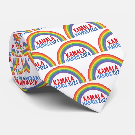 Kamala Harris 2024 Rainbow LGBTQ Rights Krawatte (Gerollt)
