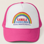 Kamala Harris 2024 Rainbow LGBTQ Rights Truckerkappe<br><div class="desc">Stimmen Sie 2024 für Kamala Harris. Niedlicher politischer Regenbogenhut für die LGBTQ-Demokraten in Amerika. Bestellen Sie diese Wahlgestaltung mit der LGBT-Botschaft für gleiche Rechte für alle.</div>