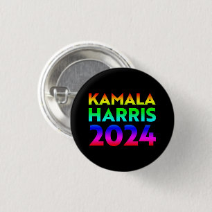 Kamala Harris 2024 Regenbogentypografie Stolz schw Button