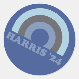 Kamala Harris 2024 Retro Regenbogen Runder Aufkleber