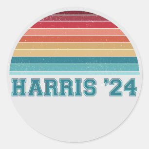 Kamala Harris 2024 Retro-Sonnenuntergang Vintage Runder Aufkleber