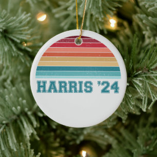 Kamala Harris 2024 Retro Sunset Vintag Keramik Ornament