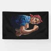 Kamala Harris 2024 Rosie The Riveter Childless Cat Banner (Horizontal)
