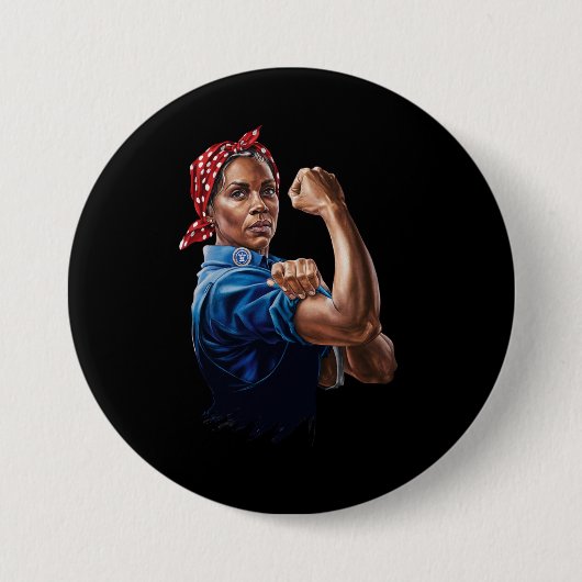 Kamala Harris 2024 Rosie The Riveter Childless Cat Button (Vorderseite)