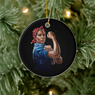 Kamala Harris 2024 Rosie The Riveter Childless Cat Keramik Ornament