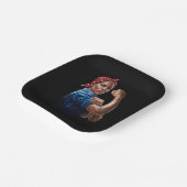 Kamala Harris 2024 Rosie The Riveter Childless Cat Pappteller (Gewinkelt)