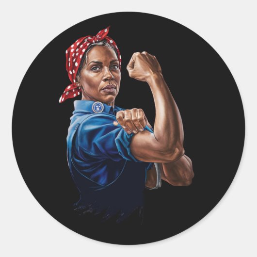 Kamala Harris 2024 Rosie The Riveter Childless Cat Runder Aufkleber (Vorderseite)