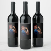 Kamala Harris 2024 Rosie The Riveter Childless Cat Weinetikett (Flaschen)