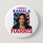 Kamala Harris 2024 Rot, Weiß und Blau Button (Vorderseite)