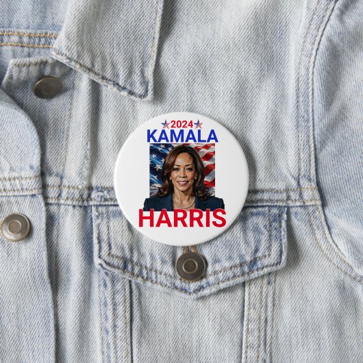 Kamala Harris 2024 Rot, Weiß und Blau Button (Beispiel)