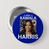 Kamala Harris 2024 Rot, Weiß und Blau Button (Vorne & Hinten)