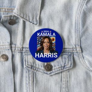 Kamala Harris 2024 Rot, Weiß und Blau Button