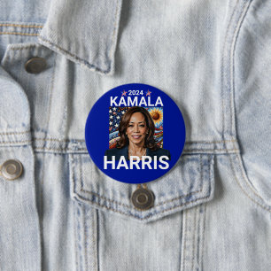 Kamala Harris 2024 Rot, Weiß und Blau Button