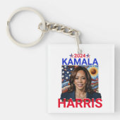 Kamala Harris 2024 Rot, Weiß und Blau Schlüsselanhänger (Vorderseite)